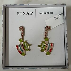 Pixar BaubleBar Toy Story Christmas Candy Cane Alien Earrings